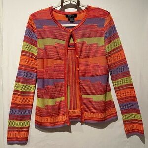 Etcetera Luxury Bright Y2K Multicolor Cotton Viscose Silky Knit Cardigan & Tank